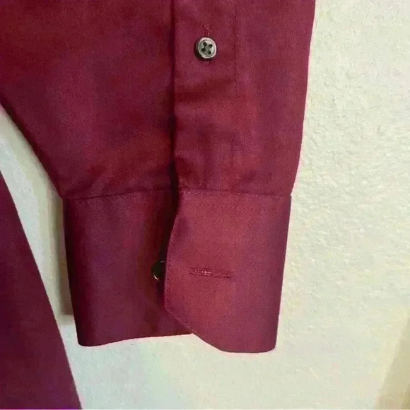 Geoffrey Beene wine fitted sateen wrinkle free dress shirt size 15 1/2 34-35 - Picture 7 of 7